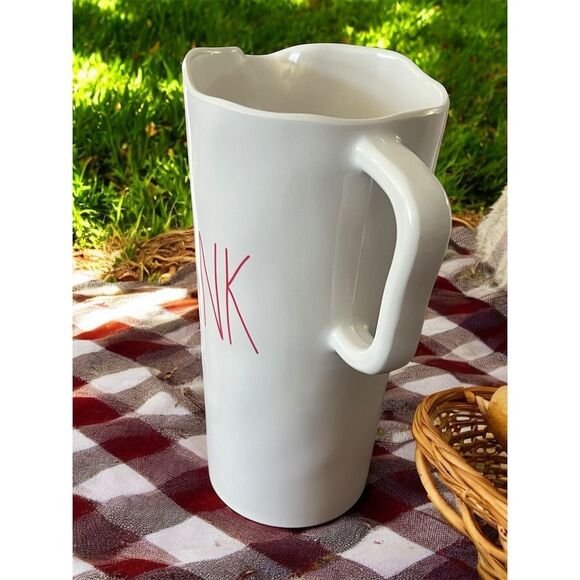 Rae Dunn White Melamine Pitcher "DRINK" Farmhouse Rustic Decor Lemonade Iced Tea - Picture 7 of 8